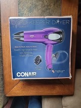 Conair Cord-Keeper Hair Dryer 1875 Watts 3 Heats/2 Speeds 2 Attachments Purple - £17.01 GBP
