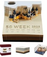 Time Piece 2025 Desk Calendar 3D Carving LED Light Castle Desktop - $94.77 MXN