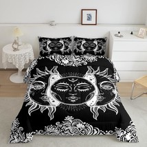 Sun And Moon Comforter Set Queen Size Boho Exotic Style Bedding Sets For Adult W - £72.75 GBP