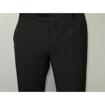 Men's MONO Turkey Slacks 100% Wool Plain Front Slim Fit 2502-01 Black image 2