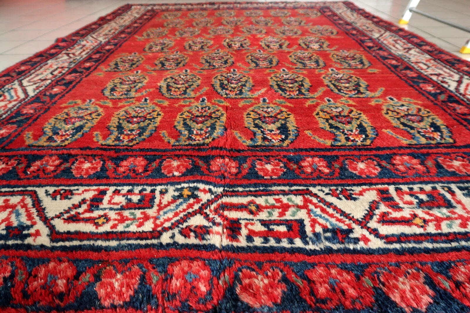 Handmade Vintage Persian Hamadan Rug 4.6' x 6.11 (137cm x 210cm), 1960s - 1C1179 Item image 13