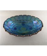 Indiana Glass Iridescent Blue Harvest Grape 12&quot; Large Oval Footed Bowl - £55.87 GBP