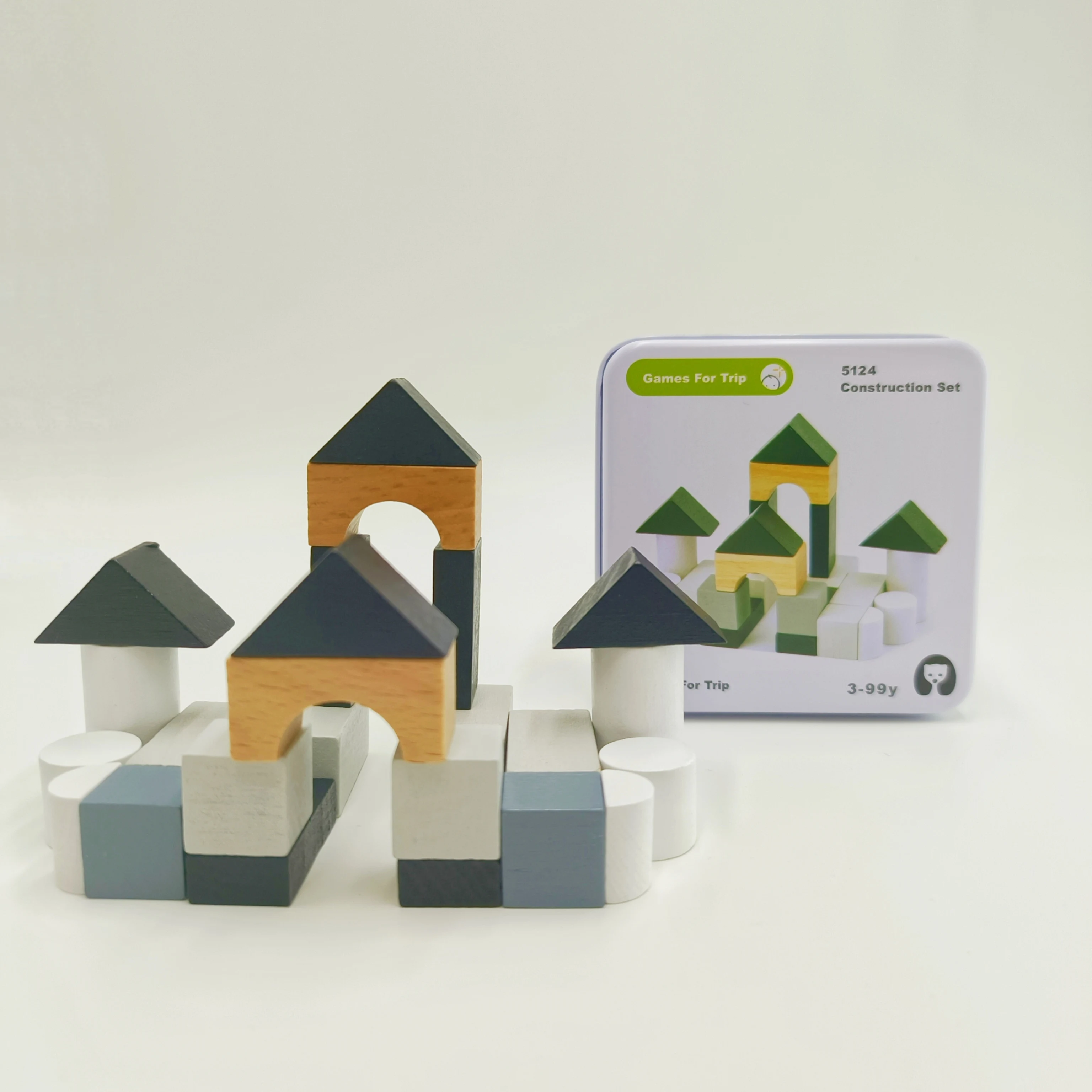 TongYueFun Wooden Toys Iron Box Stack Puzzle Domino Tangram Children Montessori - £19.99 GBP