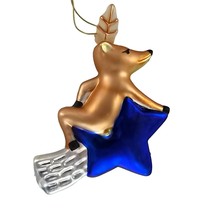Pottery Barn Reindeer Comet Ornament Blown Glass Christmas - £97.96 GBP
