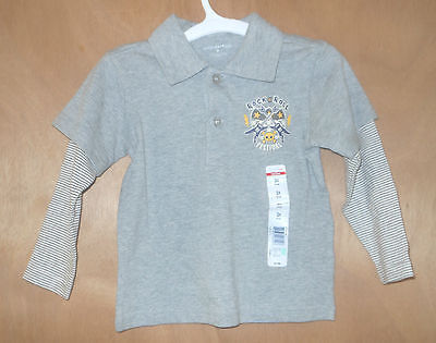 WonderKids Toddler Boys Gray Long Sleeve Shirt Rock n Roll Size 2T NWT - $6.57