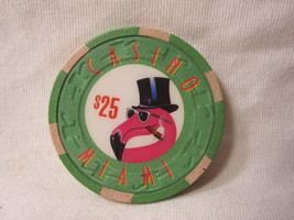 vintage Paulson Chips : Casino Miami $25 Chip w. Pink Flamingo wearing T... - $5.00