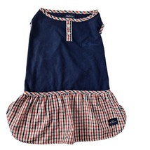 Ben Sherman Dog Dress Outfit Size Large Navy Blue Red White Plaid - £15.50 GBP