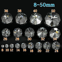 18 Style Clear K9 Crystal Octagon 2 Holes Beads Chandelier Prisms Curtain Part - £7.74 GBP