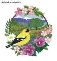 Nature Weaved in Threads, Amazing Birds Kingdom[Goldfinch - Spring Meadow with T - $38.60
