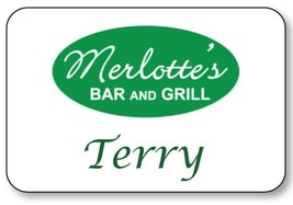 TERRY from TRUE BLOOD Merlottes Bar &amp; Grill magnet Fastener Name Badge Halloween - £13.54 GBP
