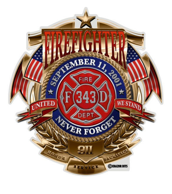 FIREFIGHTER 343- NEVER FORGOTTEN- 3M WINDOW DECAL...HIGH QUALITY--AWESOME - $10.99