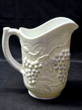 Rare Imperial 7.75&quot; Iced Tea Lemonade Pitcher Vintage Grape Milk Glass Doeskin - £27.23 GBP