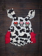 NEW Boutique Minnie Mouse Baby Girls Animal Cow Print Ruffle Romper Jump... - £6.73 GBP