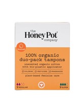 The Honey Pot Company Duo Pack Organic Bio-Plastic Applicator Tampon 9 Reg 9.. - £13.44 GBP