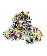 Women new white yellow red blue floral fringe trim rectangle long soft s... - £7,974.38 GBP