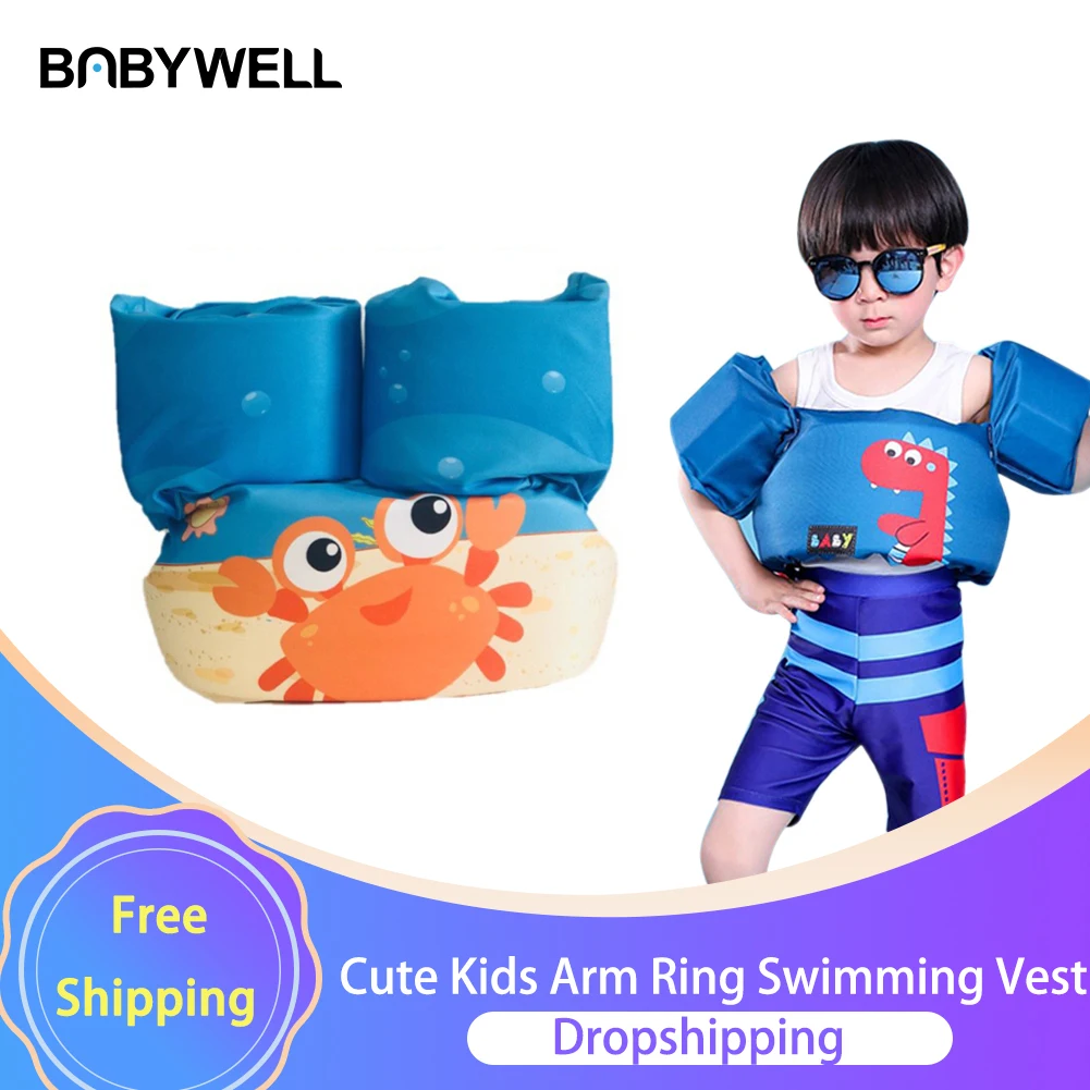 Cute Kids Arm Ring Swimming Vest Foam Swim Circle Safety Vest Arm Sleeves - £14.61 GBP+
