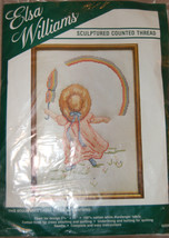 Elsa Williams Sculptured Counted Cross Stitch Kit Girl Umbrella Rainbow 02026 - £7.99 GBP