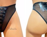 VICTORIAS SECRET Strappy Tulle High Waist Brazilian Panty Mesh Black M - $16.63