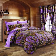 Purple Camo Sheet Set!! King Size Sheets 6 Pc Camouflage Light Deep Woods - £46.43 GBP