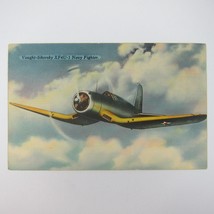 Linen Postcard Vought-Sikorsky XF4U-1 Navy Fighter Vintage Unposted Rare - £15.92 GBP