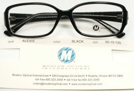 NEW MODERN OPTICAL ALEXIS BLACK EYEGLASSES GLASSES PLASTIC FRAME 55-15-1... - $13.37
