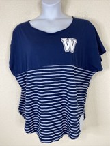 Spirit Jersey Womens Size L Blue Stripe &quot;Chaps&quot; Oversized Shirt Short Sleeve - £7.17 GBP