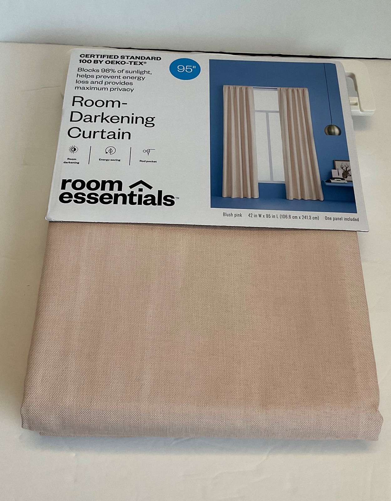 Room Essentials Room Darkening Curtain 42 x 95 One Panel Blush Pink 42" x 95" - $8.90