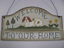 WD2071-Welcome to our Home Wood Dog Sign  - £2.79 GBP