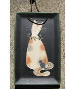 31720B - Black  Plate  Calico Cat Hangs by Leather Rope - £7.82 GBP
