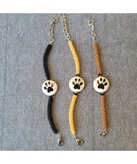 One Dog Paw Bracelet Artisan Beaded 3 colors to choose from Black, Gold ... - $223.58 MXN