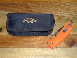 Honey Badger Knives Large Folding 3.63&quot; 8CR13MOV Steel Blade Orange FRN Handle - £67.29 GBP