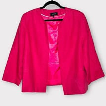 TALBOTS Linen Open Front Career Office Blazer Jacket Barbie Pink Size 14 - £26.75 GBP