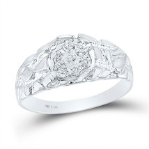Sterling Silver Mens Round Diamond Cluster Nugget Fashion Ring 1/20 Cttw - £74.57 GBP