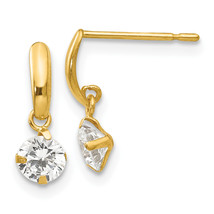 14k Madi K CZ Children&#39;s Dangle Post Earrings GK629 - $1,690.70 MXN