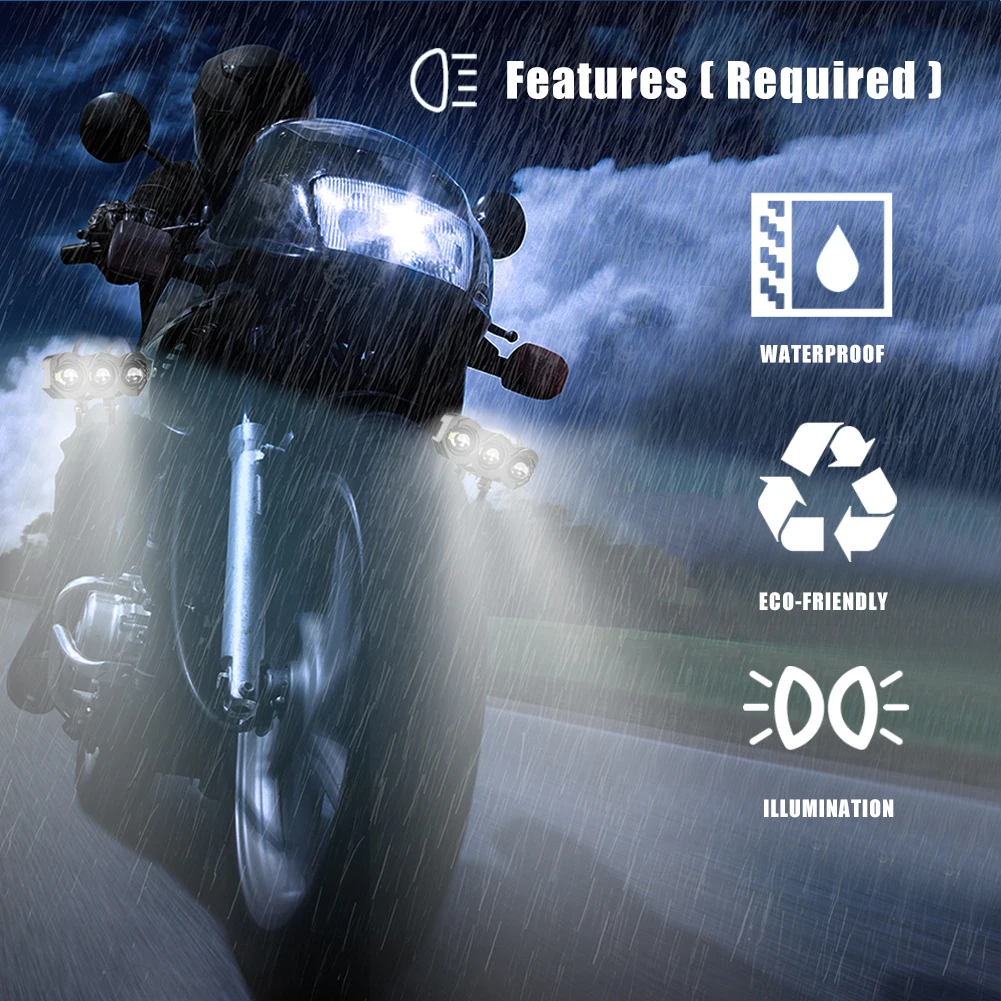 30W Universal Motorcycle Headlight LED Spot Light Owl 3 Lens White Yellow Fog - £22.32 GBP