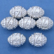 Bali Oval Barrel Silver Plated Beads 10.5mm 16 Grams 6Pcs Approx. - £5.47 GBP