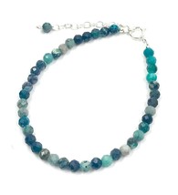 Genuine Turquoise Natural Color Gemstone 925Silver adjustable Bracelet US SELLER - £13.33 GBP