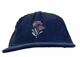 RVCA Bloomed Blue Corduroy Claspback Hat Flat Brim Embroidered Adjustabl... - £23.72 GBP