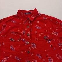 Boston Proper Women's Red Paisley Button Front Denim Jacket Pockets Chest 44 image 9