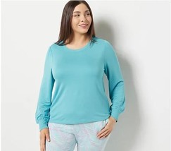 Candace Cameron Bure The Malibu Lounge Puff- Sleeve Top (Aqua, XX-Small) A488187 - £12.49 GBP