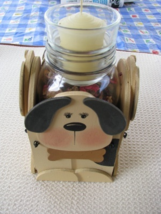 CW1102-Dog Wrap Wood  Comes with Clear Quart Jar, Candle Holder and Potp... - $7.95