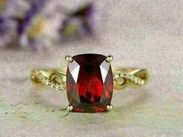 2Ct Cushion Cut Red Garnet Women&#39;s Classic Engagement Ring 14K Yellow Gold Over - £84.09 GBP