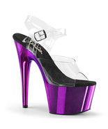 PLEASER ADORE-708 Women&#39;s Purple 7&quot; Heel Platform Ankle Strap Sandal Shoes - $1,358.85 MXN