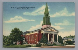 First Presbyterian Church Winter Haven, Florida Postcard Linen PC Vintage - £3.58 GBP