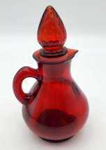 Vintage Avon Strawberry Bath Foam Bottle Empty EUC Ruby Red Pitcher With Stopper - £7.02 GBP