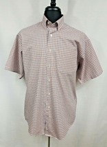 Haggar Forever New Men Medium Short Sleeve Shirt Soft Cotton Striped Ora... - £11.75 GBP