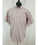 Haggar Forever New Men Medium Short Sleeve Shirt Soft Cotton Striped Ora... - £11.74 GBP