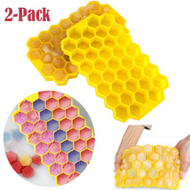 2-Pack Silicone Stackable Ice Cube Mold Trays With Lids, Honeycomb Ice C... - £19.68 GBP