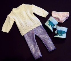 NEW American Girl Doll CORINNE TAN Meet Outfit Sweater Leggings Boots Undies - £45.16 GBP