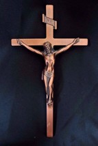 VTG Copper Tone Metal Cross Lovell Mfg Inc Wisconsin Crucifix Self-Sticking - £25.81 GBP